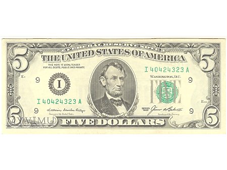 5 USD 1985 FEDERAL RESERVE NOTE