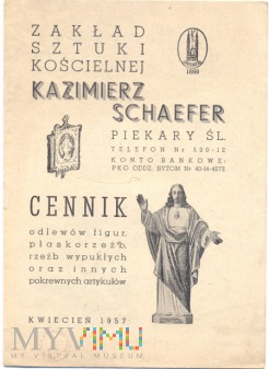 Zakład Sztuki Koscielnej Schaefer-cennik z 1957