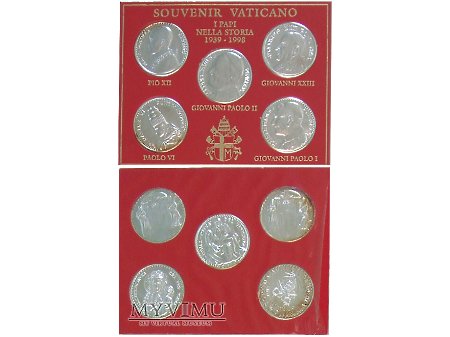 Duże zdjęcie Watykan zestaw 5 medali z wizerunkami papieży 1998