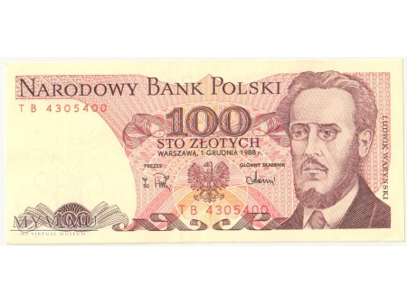 100 złotych 1988 rok seria TB