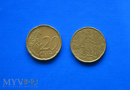 Duże zdjęcie Moneta: 20 euro cent - Francja 1999