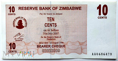Zimbabwe 0,1 $ 2006