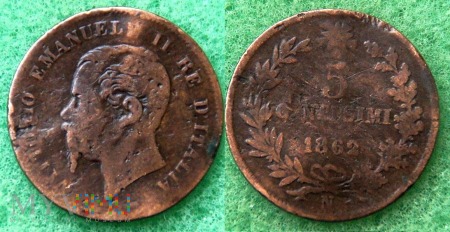 Włochy, 1862, 5 centów