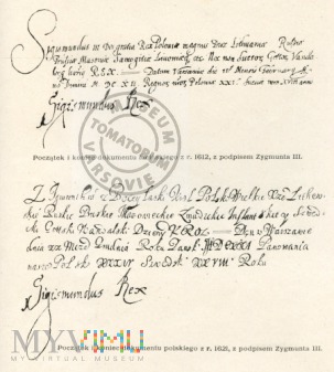 Dokument z podpisem króla Zygmunta III