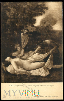 Poussin - Śpiąca Venus podglądana przez Satyra