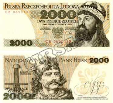 Banknot 2000 zlotych 1982 r