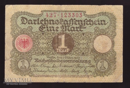 Duże zdjęcie Niemcy, 1 marka 1920r.