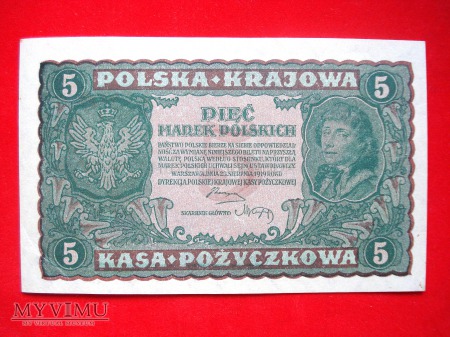 Duże zdjęcie 5 marek polskich 1919 rok