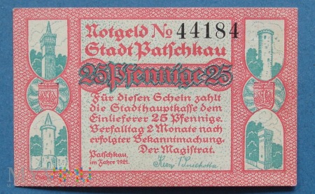 25 Pfennig 1921 - Patschkau - Paczków