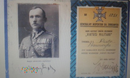 Duże zdjęcie Legitymacja Krzyża Virtuti Militari Piotr Noworyta
