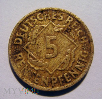 5 Rentenpfennig 1924 J, Republika Weimarska
