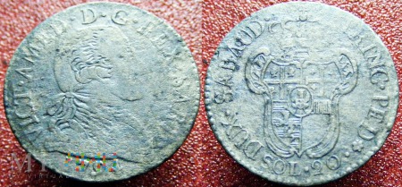 Duże zdjęcie Włochy Sardynia 20 soldi 1794 SREBRO Ag
