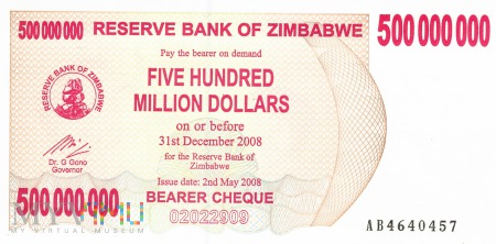 Duże zdjęcie Zimbabwe - 500 000 000 dolarów (2008)