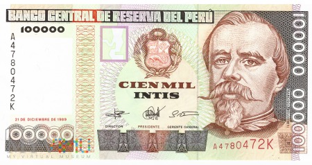Peru - 100 000 intis (1989)