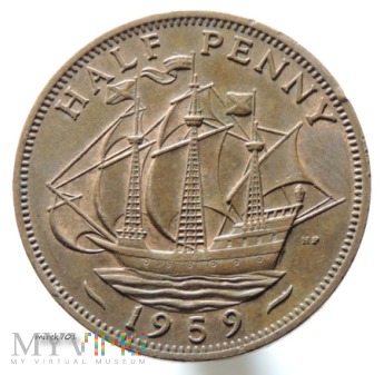 1/2 pensa 1959 Elżbieta II Half Penny