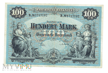 Duże zdjęcie Bayerische, Niemcy - 100 Mark, 1900r.
