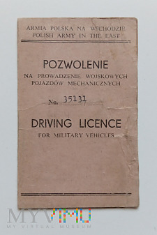 Prawo jazdy żołnierza PSZ 1945 rok