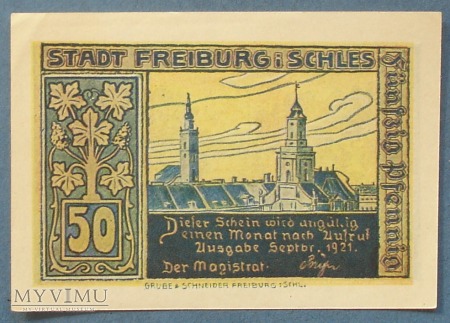 50 Pfennig 1921 r - Freiburg in Schl.- Swiebodzice