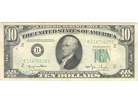 10 USD 1950 FEDERAL RESERVE NOTE