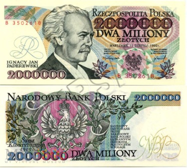 Banknot 2000000 zlotych 1992 r