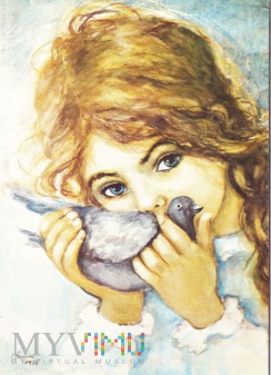 Duże zdjęcie Dziewczynka z gołębiem