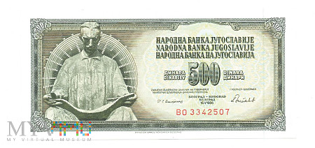 Jugosławia - 500 Dinara 1986r.