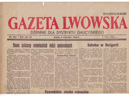 Duże zdjęcie Gazeta Lwowska (1 IX 1943