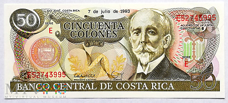 Duże zdjęcie Kostaryka 50 colones 1993
