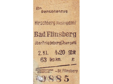 Duże zdjęcie Bilet Hirschberg-Bad Flinsberg uber Friedeberg