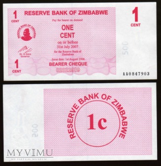 Zimbabwe - P 33 - 1 Cent - 2006