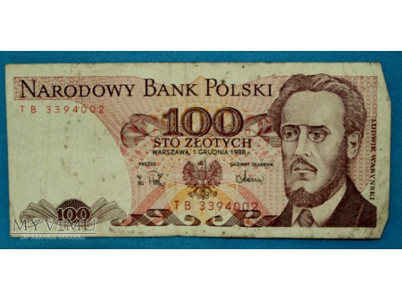 Duże zdjęcie 100 złotych 1988