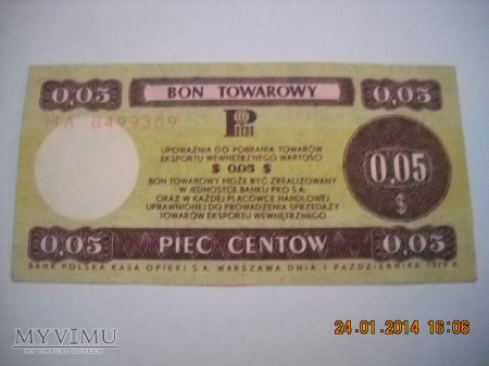 Duże zdjęcie Bon Pekao 5 centów HA 1979