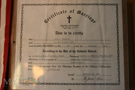 Certificate of marriage - WAC