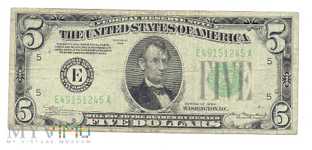 Duże zdjęcie USA - 5 dolarów 1934r