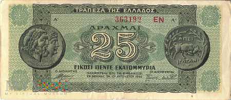 Duże zdjęcie Grecja - 25 000 000 drachm (1944)