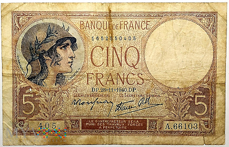 Francja 5 franków 1940