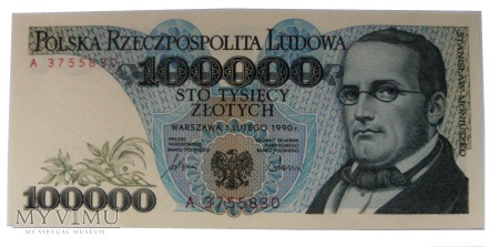 100 000 złotych 1990 rok.