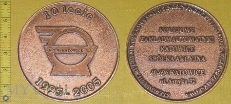 Medal kolejowy - firmowy 10 lat KZA Katowice