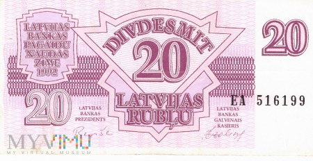 Łotwa - 20 rubli (1992)