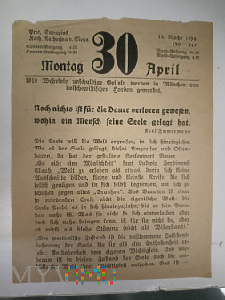 Karta z kalendarza Niemieckie 1934