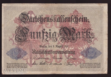Duże zdjęcie Niemcy, 50 marek 1914r. Ser.N