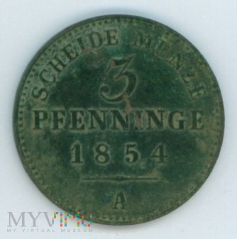3 fenigi- Prusy- 1854