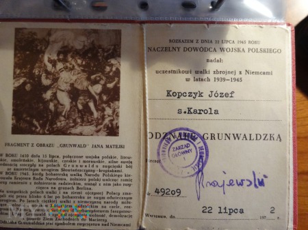 Odznaka Grunwaldzka nadanie 22 lipca 1972r