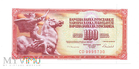 Jugosławia - 100 dinarów, 1986r.
