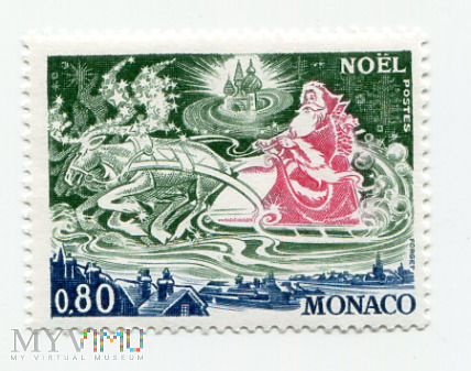 Duże zdjęcie 1977 Noël Monaco Święty Mikołaj na saniach