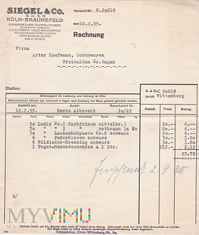 Duże zdjęcie Rechnung W.20618 für Artur Kaufmann, Freiwaldau