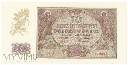 Polska - 10 złotych, 1940r. UNC