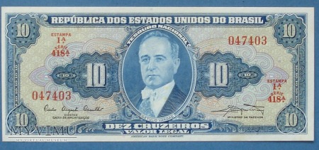 10 Cruzeiros 1961 r- Brazylia