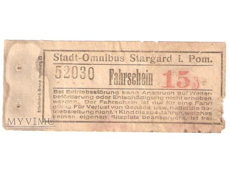 Wiekowy bilet ze Stargardu Szczecińskiego