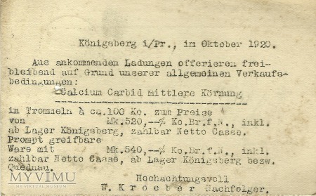 W. Kroeber Nachfolger Konigsberg 1920 r.